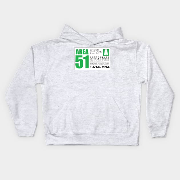 Area 51 Green Sign Kids Hoodie by Starbase79